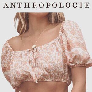 Cottagecore Fairycore Pastel Puff Sleeve Keyhole Top By The River Size L